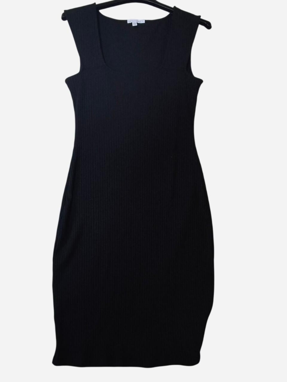 Threads 4 Thought Black Ribbed Square-Neck Bodycon Dress